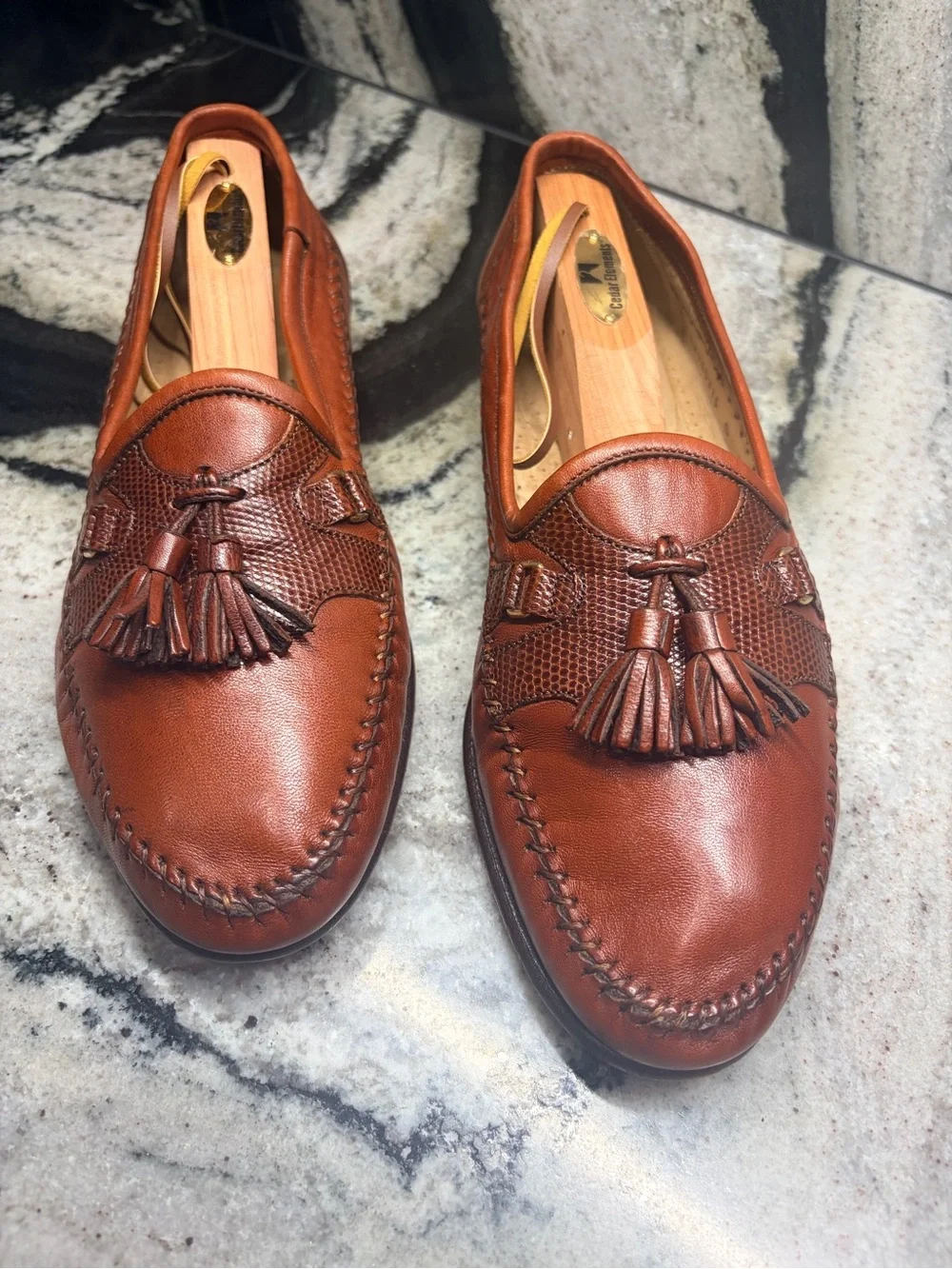 Santoni Genuine Reptile Leather Tassel Loafers Women’s 8 Italy Luxury